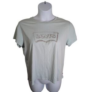 Light blue Levi's glitter logo short sleeve top